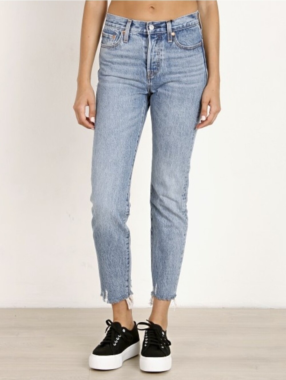 Levi's Wedgie Icon Fit Jeans High Rise Crop Raw Hem